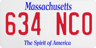MA license plate 634NC0