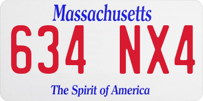 MA license plate 634NX4