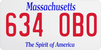 MA license plate 634OB0
