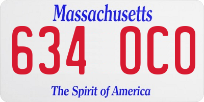 MA license plate 634OC0