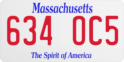 MA license plate 634OC5