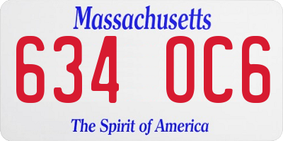 MA license plate 634OC6
