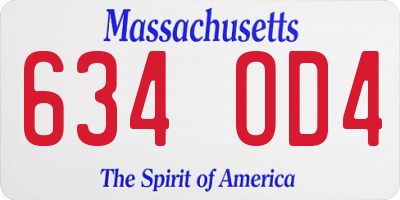 MA license plate 634OD4