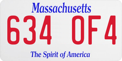 MA license plate 634OF4