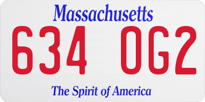 MA license plate 634OG2