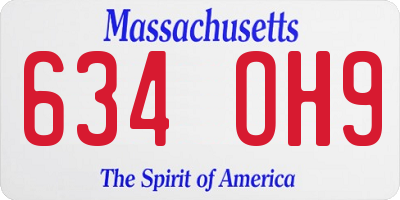 MA license plate 634OH9