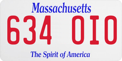 MA license plate 634OI0
