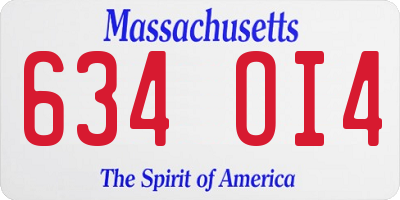 MA license plate 634OI4