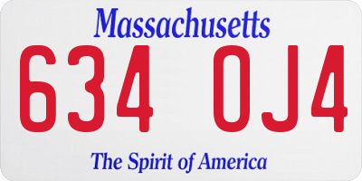 MA license plate 634OJ4
