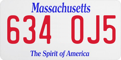 MA license plate 634OJ5