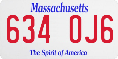 MA license plate 634OJ6