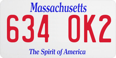 MA license plate 634OK2