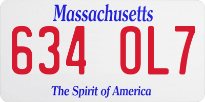 MA license plate 634OL7