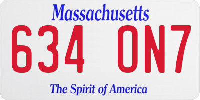 MA license plate 634ON7