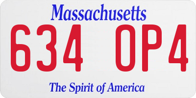 MA license plate 634OP4
