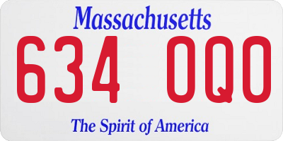 MA license plate 634OQ0