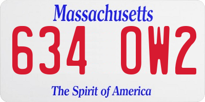 MA license plate 634OW2