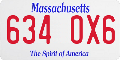 MA license plate 634OX6