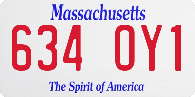 MA license plate 634OY1