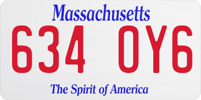 MA license plate 634OY6