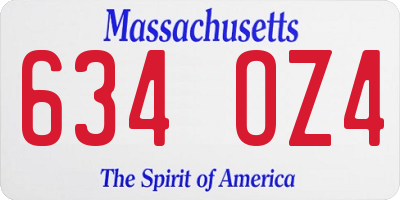 MA license plate 634OZ4