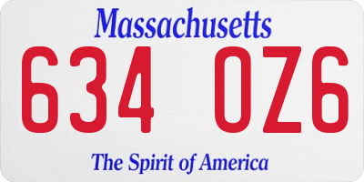 MA license plate 634OZ6