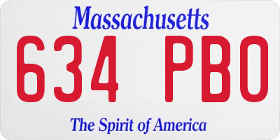 MA license plate 634PB0