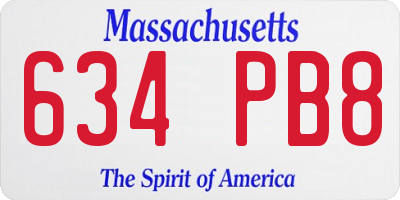 MA license plate 634PB8