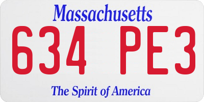 MA license plate 634PE3