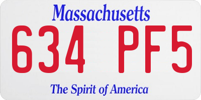 MA license plate 634PF5