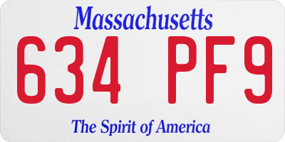 MA license plate 634PF9