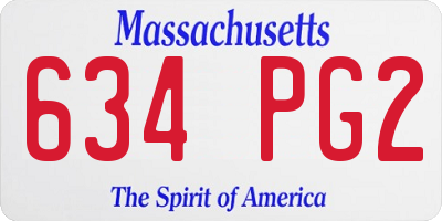 MA license plate 634PG2