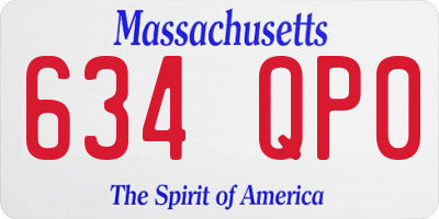 MA license plate 634QP0