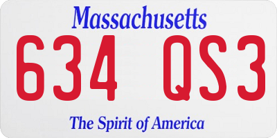 MA license plate 634QS3