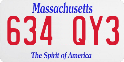 MA license plate 634QY3
