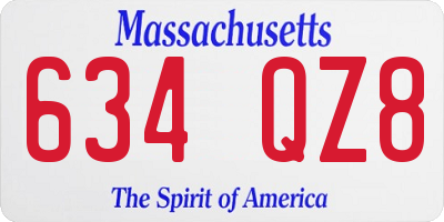 MA license plate 634QZ8