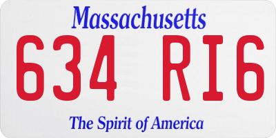 MA license plate 634RI6