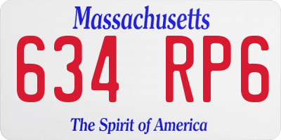 MA license plate 634RP6