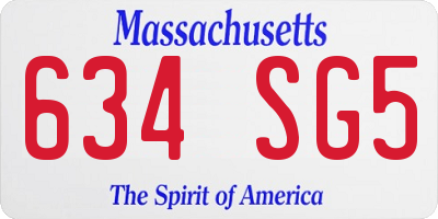 MA license plate 634SG5