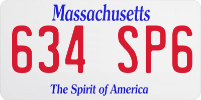 MA license plate 634SP6