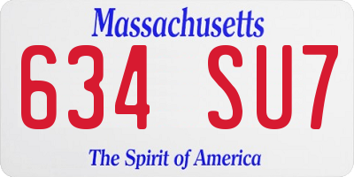 MA license plate 634SU7