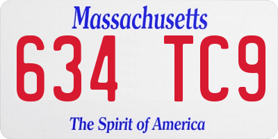 MA license plate 634TC9