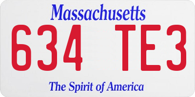MA license plate 634TE3