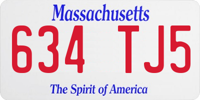 MA license plate 634TJ5