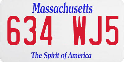 MA license plate 634WJ5