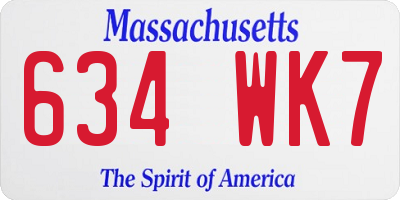 MA license plate 634WK7