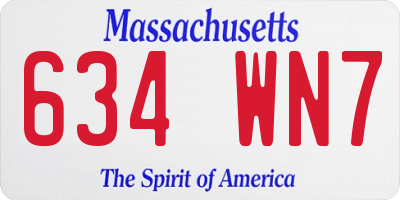 MA license plate 634WN7