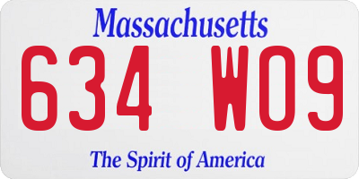 MA license plate 634WO9
