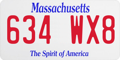 MA license plate 634WX8