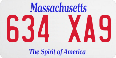 MA license plate 634XA9